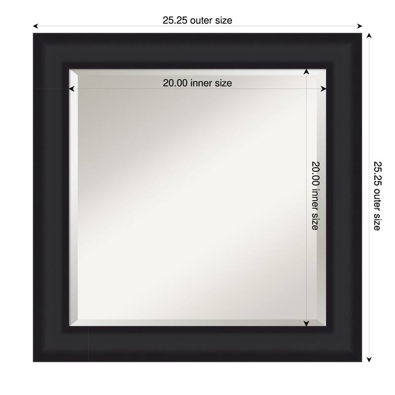 Oliver Beveled Wood Framed Bathroom Vanity Wall Mirror - 25 x 25 in - Oliver Black
