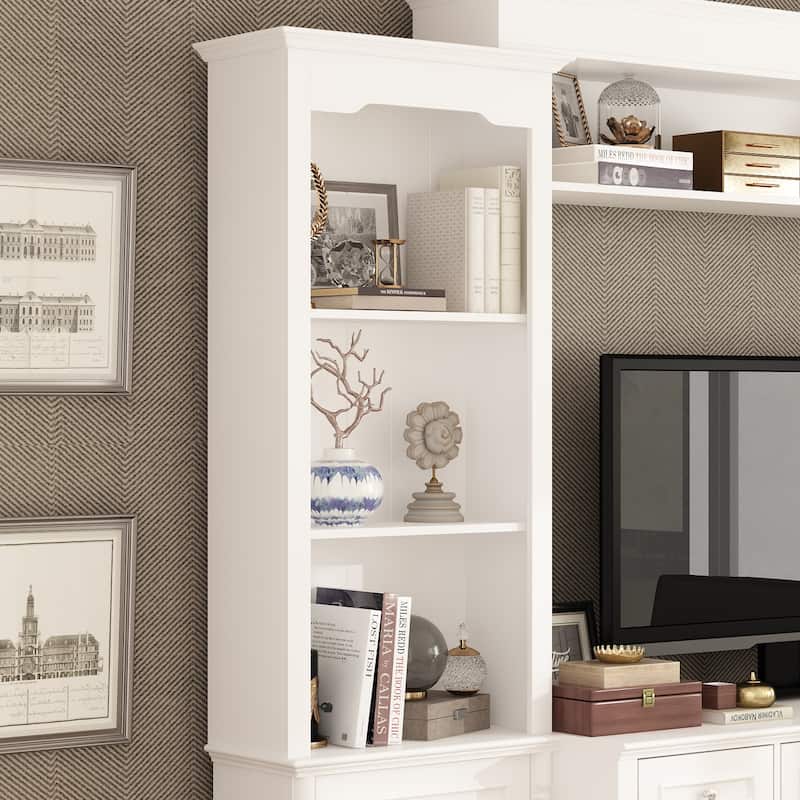 Media Wall Unit w/Spacious Storage White TV Stand Wall Storage Combo