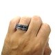 preview thumbnail 4 of 2, Mens 2 & 3/5ct Black Diamond Princess Cut Band Wedding Ring 14k Black Rhodium Over White Gold