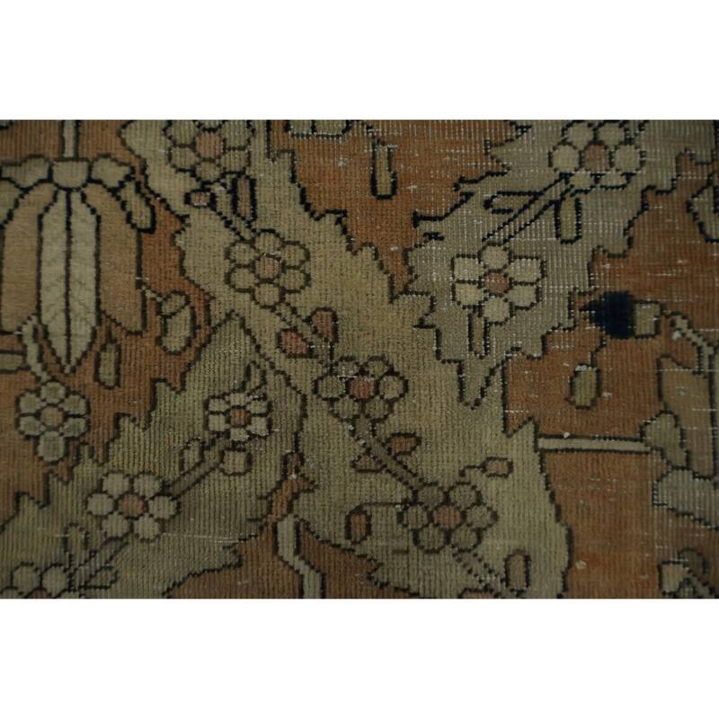 Hand Knotted Oriental 100% Wool Carpet Traditional Floral Beige & Ivories Kashan (Mohtasham) Area Rug - 16' 7'' X 12' 0''