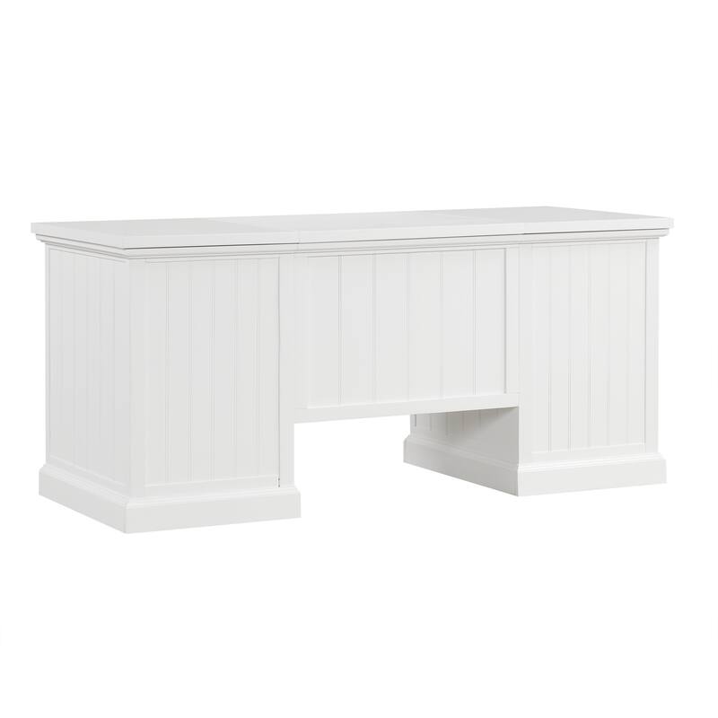 67''Modern Executive Desk,Computer Desk with 2 Storage Cabinet and 3 Drawers, Rectangle Home Office Desk with back