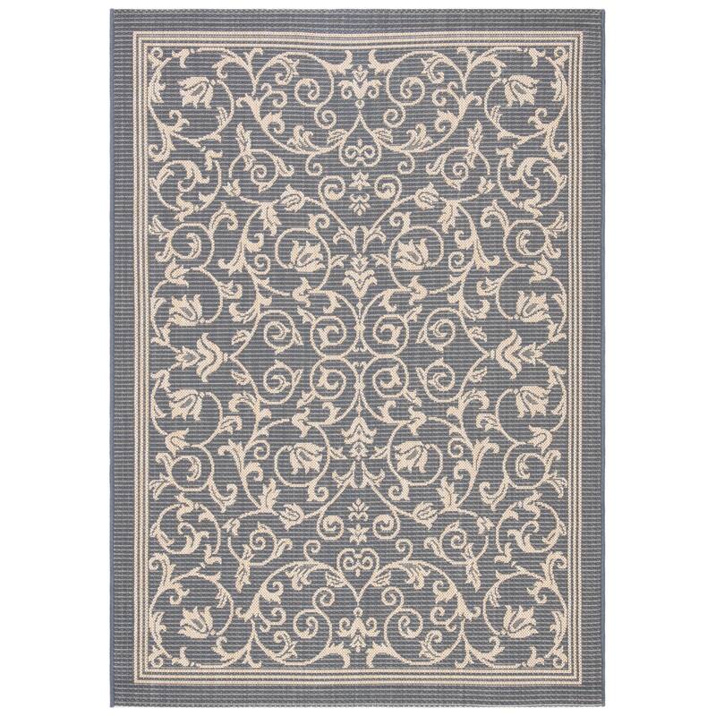 SAFAVIEH Courtyard Miljeta Indoor/ Outdoor Waterproof Patio Backyard Rug - 2' x 3'7" - Grey/Natural