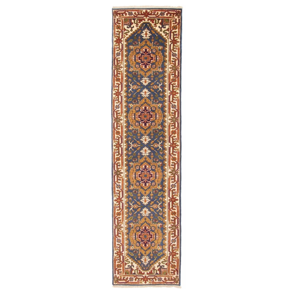 ECARPETGALLERY Hand-knotted Serapi Heritage Navy Wool Rug - 2'5 x 9'9