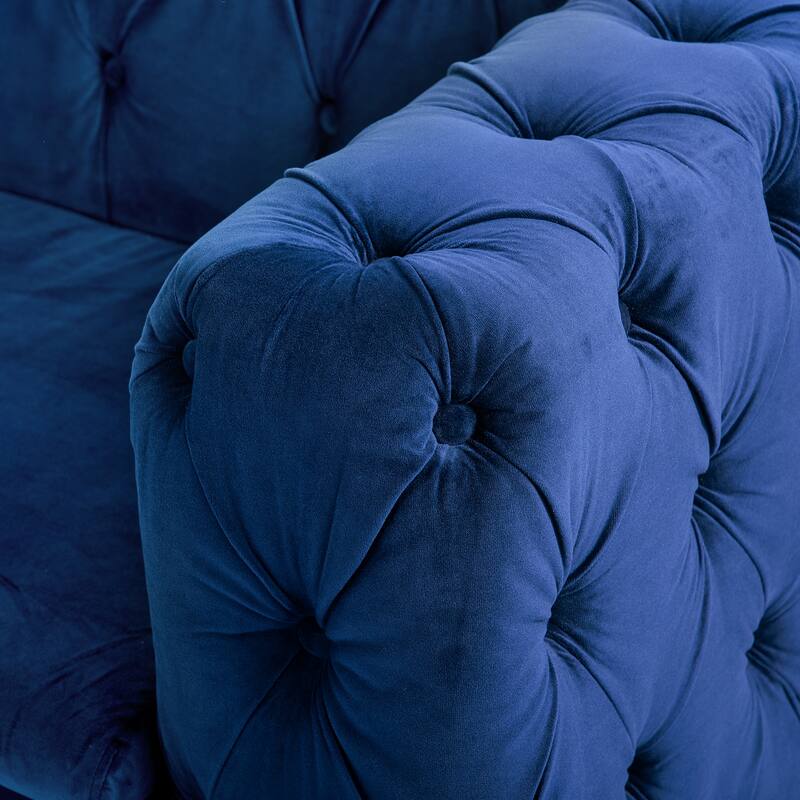 Stylish 3-Seat Sofa with Pocket Spring Cushions & Diagonal Iron Legs - Contemporary Couch