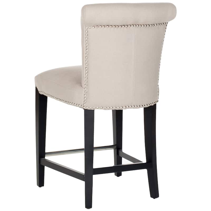 SAFAVIEH Jenelle Black Faux Leather 23-inch Counter Stool - 18.7" W x 23" D x 36.4" H - 19Wx23Dx36H