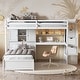 preview thumbnail 1 of 23, Twin over Twin Loft Bed with Built-in Desk and Staircase, With Storage Compartments and Shelves White