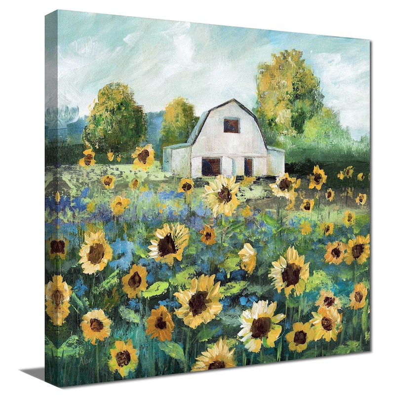 "Sunflower Barn" by Nan Print on Canvas