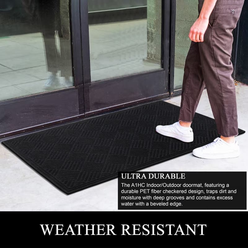 A1HC All Weather Durable Polypropylene Non Slip Backing Rubber Door Mat