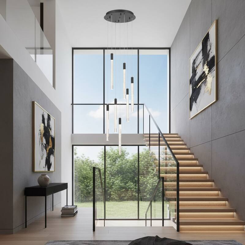 Artcraft Celine - Integrated LED Chandelier - Black Finish - Laser Lined Glass Rods