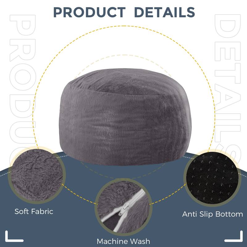 4/5ft Bean Bag Chair,Foam Filled Bean Bag Lounger with Removable Cover