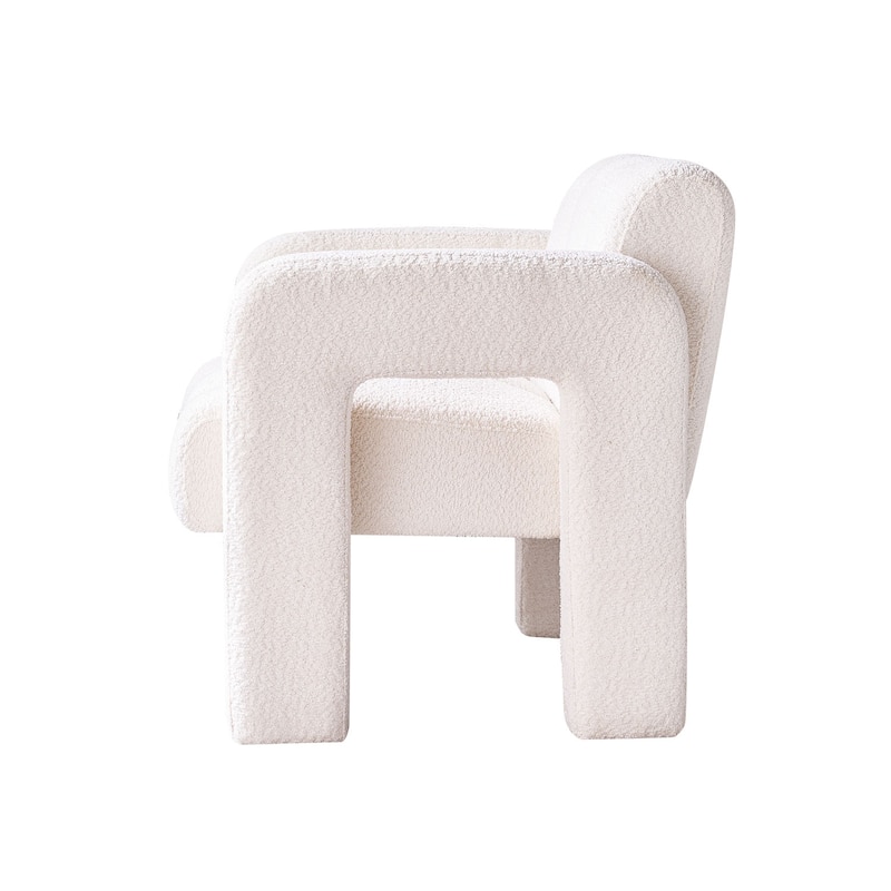 Boucle Accent Chair with Solid Wood Frame and High-Density Foam