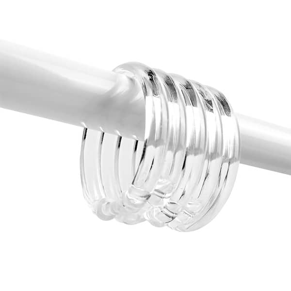 slide 2 of 3, 12 Piece Clear Premium Plastic Shower Curtain Hooks Rings Round 2.3" Inches Clear