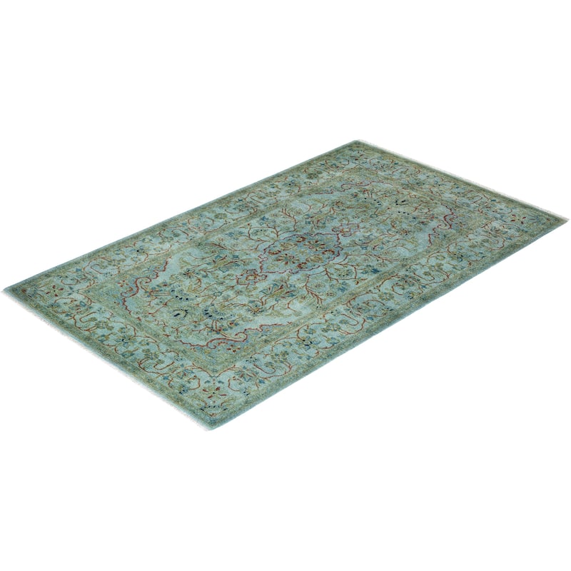 Contemporary Overdyed Wool Hand Knotted Area Rug - 3' 4" x 5' 6"
