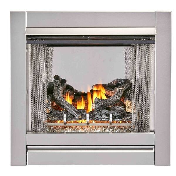 Bluegrass Living Vent Free Stainless Outdoor Gas Fireplace Insert With Fire  Glass Media and Log Set - 24,000 BTU, Manual Control - Bed Bath u0026 Beyond -  32062812