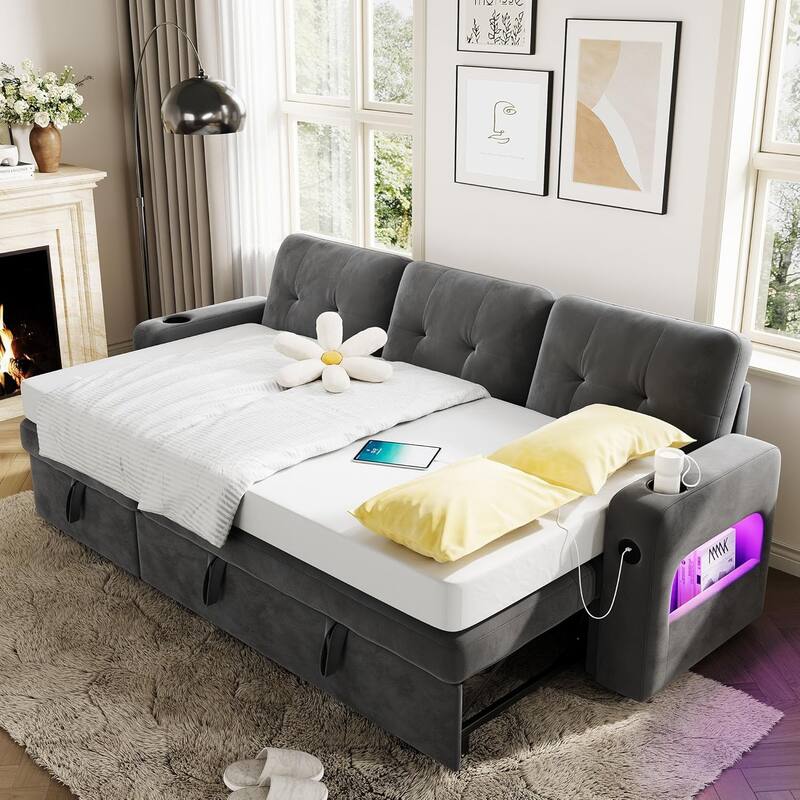 84" Sleeper Sofa Bed, Modular Sectional Cloud Couch with Reversible Storage Model