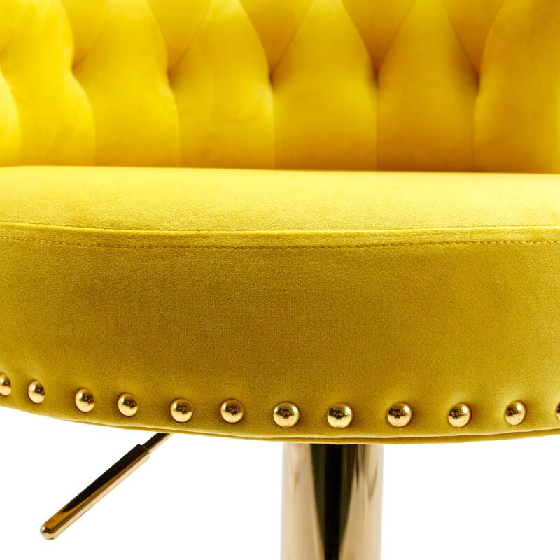Ergonomic Swivel Bar Stools Set of 2 Adjustable Velvet Accent Chairs