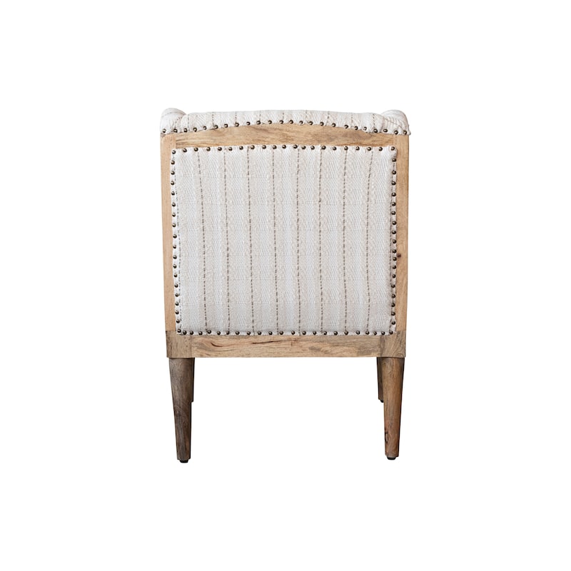 Woven Cotton Striped Chair with Mango Wood Legs - 26.5"L x 27.0"W x 35.5"H