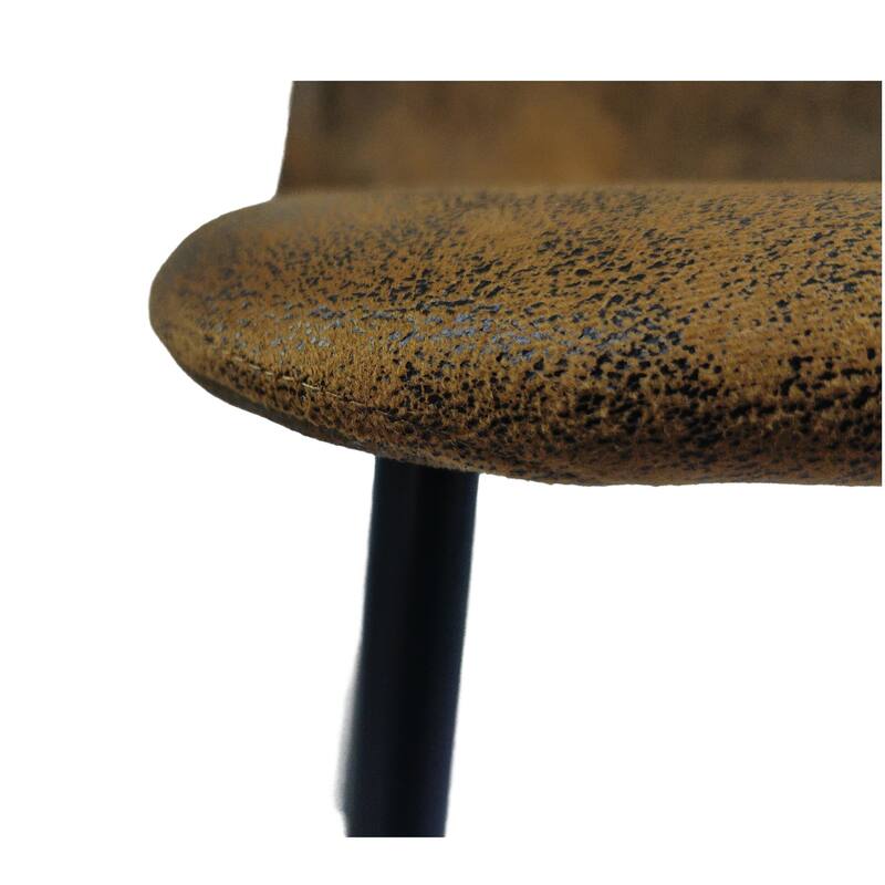Brown Suede Metal Mid-Century Modern Dining Chairs Set of 4 - 16.53" L x 18.5" W x 33.5" H