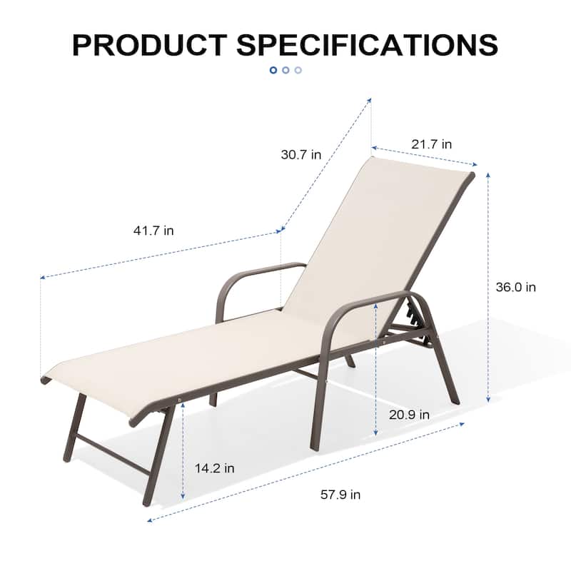 4PCS Outdoor Chaise Lounges Chair Aluminum with Adjustable Backrest