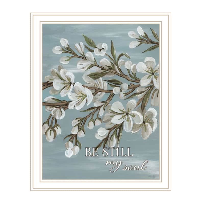TrendyDecor4U "Spring Be Still" Framed Print Wall Art - White