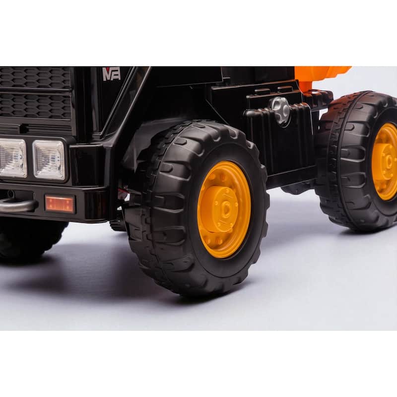 24V 2-Seater Ride On Dump Truck for Kids with Remote Control, Bluetooth, LED Lights & Music, Yellow Toy Vehicle