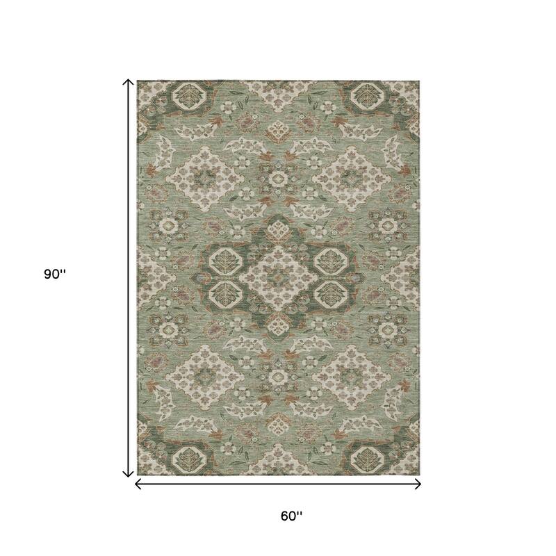 HomeRoots Medallion Traditional Rectangle Outdoor Rug