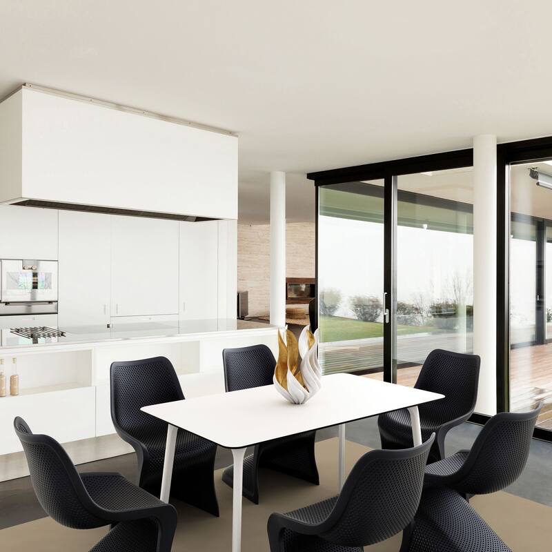 55" White Rectangular Laminated Top Outdoor Patio Dining Table