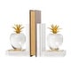 preview thumbnail 5 of 4, Arcilla Elemental - Clear Crystal Apple Fruit Decorative Bookends with Gold Leaves (Set of 2)