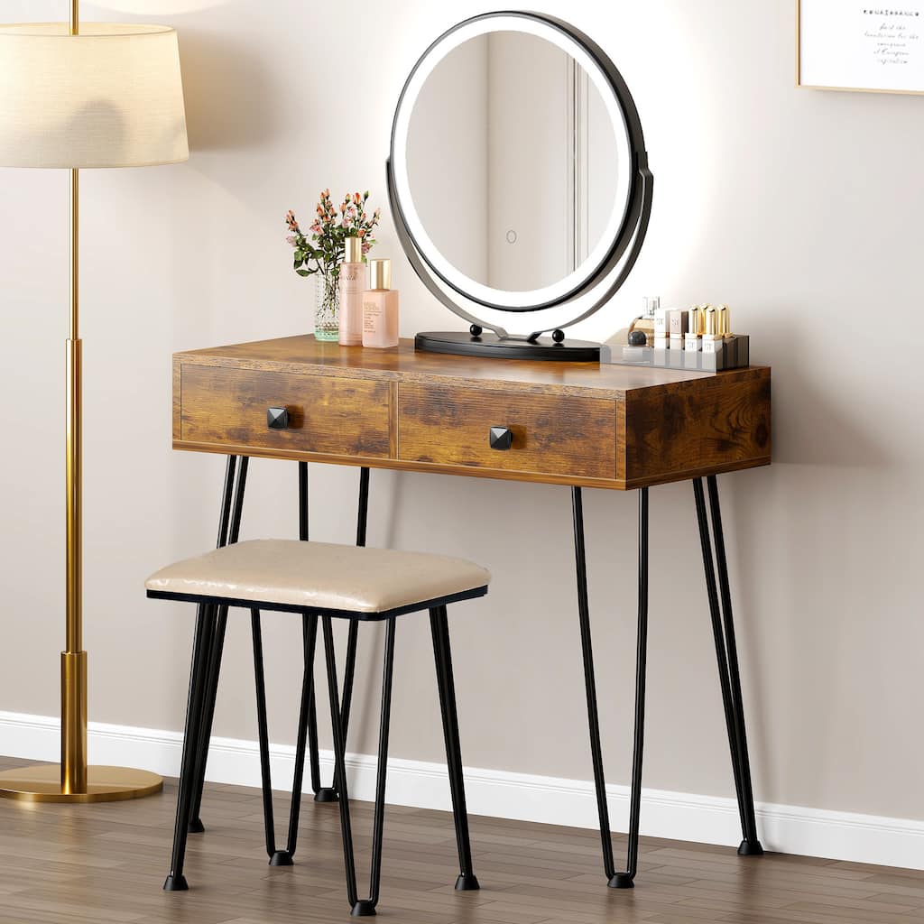 Vanity Table Set with Lighted Mirror