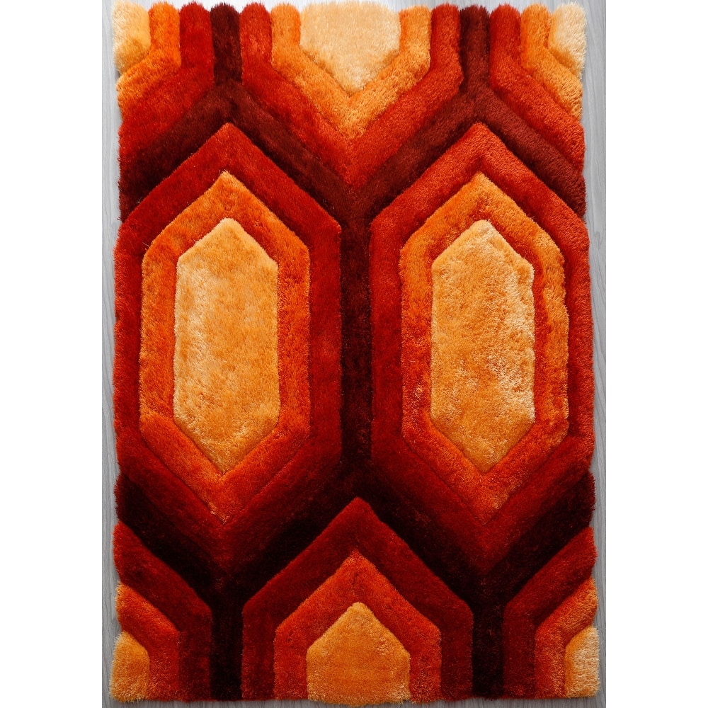 Mateos Shag Red/Orange Contemporary Designed Area Rug