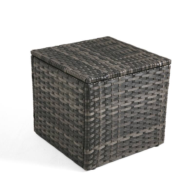 Outdoor Patio PE Wicker Ottoman with Cushion Set of 2