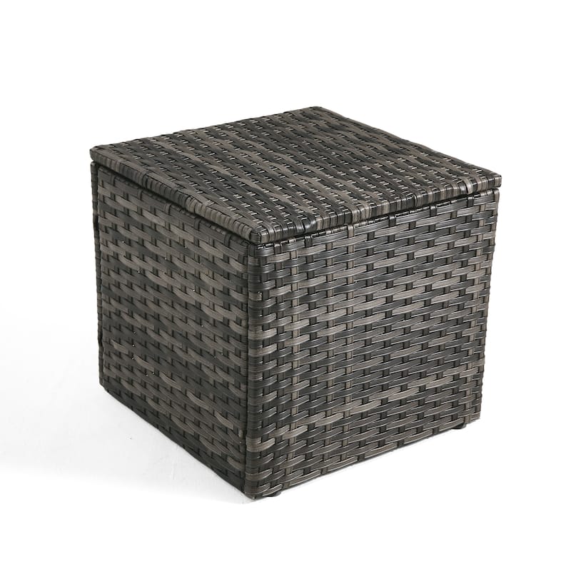 Outdoor Patio PE Wicker Ottoman with Cushion