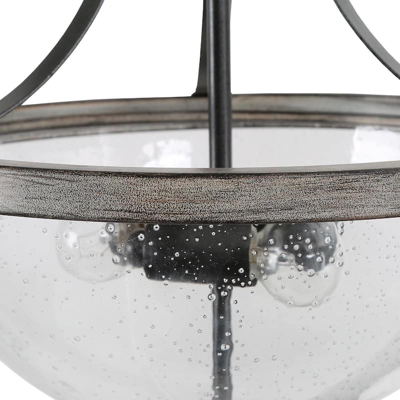 Modern Farmhouse 3-Light Glass Semi Flush Mount Ceiling Light - W 13" x H 12.5"