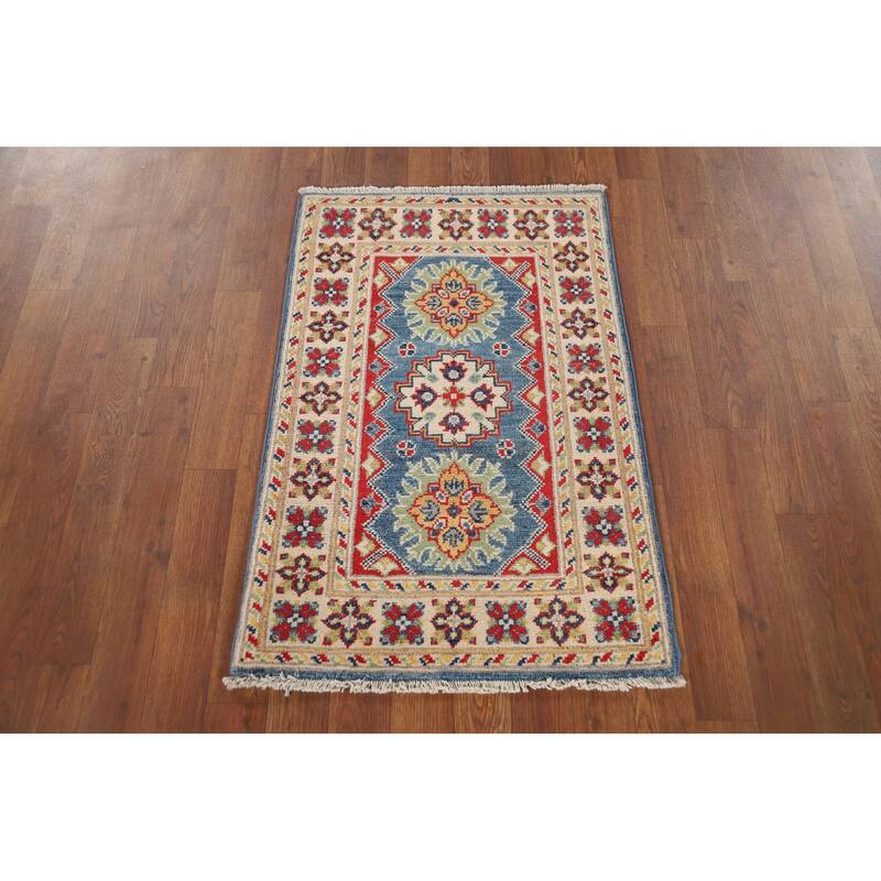 Blue Kazak Oriental Foyer Rug Hand-Knotted Accent Wool Carpet - 2'0" x 3'0"