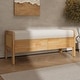 preview thumbnail 2 of 11, Christopher Knight Home - Soft Cushion Oak Beige Upholstered Storage Ottoman Bench with Rattan Sides and Wooden Legs