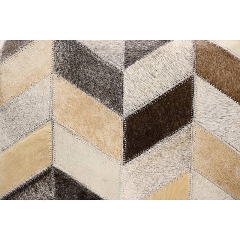 Home&Manor Lugo 16" Cowhide Leather Cube Pouf