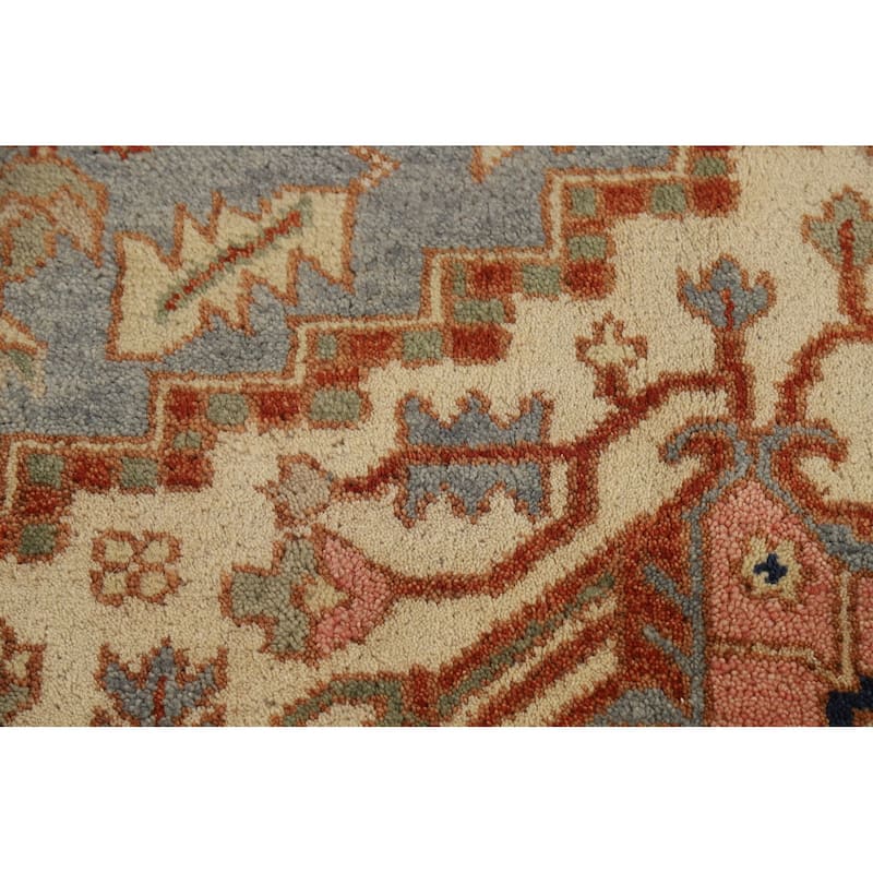 Geometric Heriz Serapi Indian Rug Hand-Knotted Wool Carpet - 7'11"x 9'10"