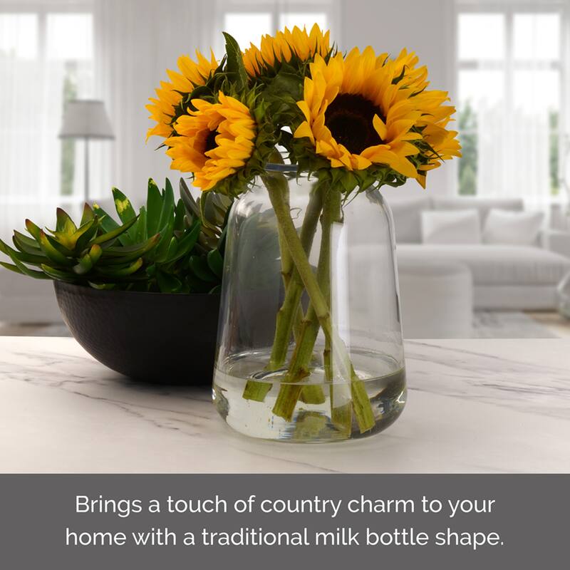 Elements Milk Bottle Vase, 9 Inch, Clear