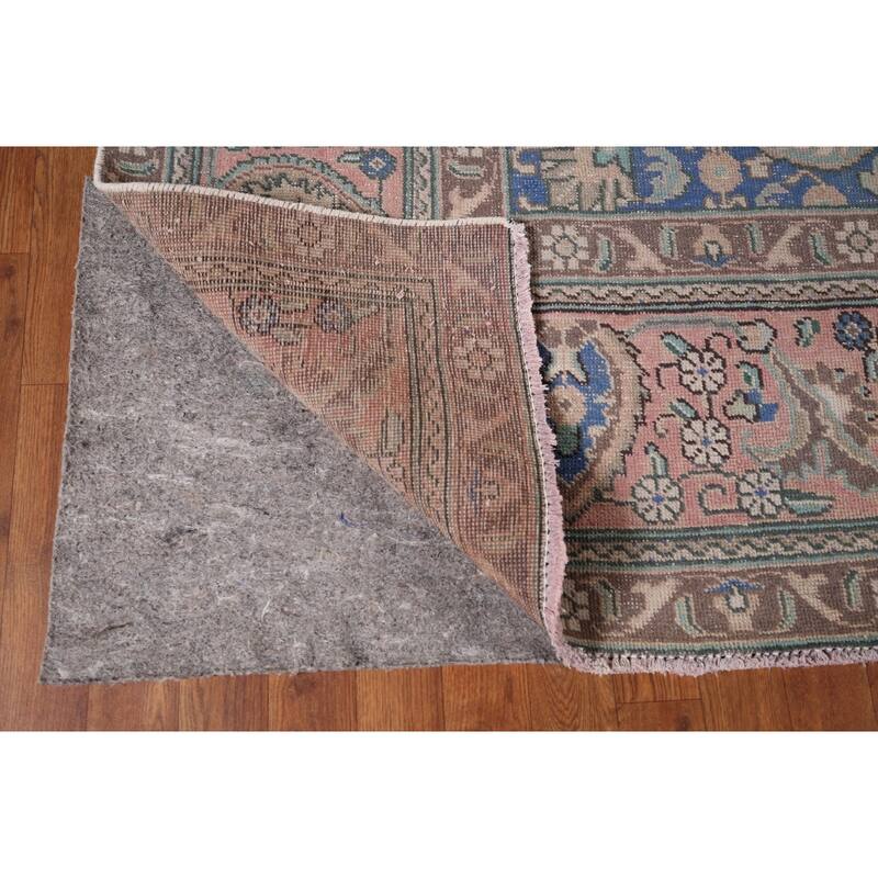 Pink Tabriz Persian Vintage Area Rug Hand-Knotted Wool Carpet - 9'7" x 12'4"