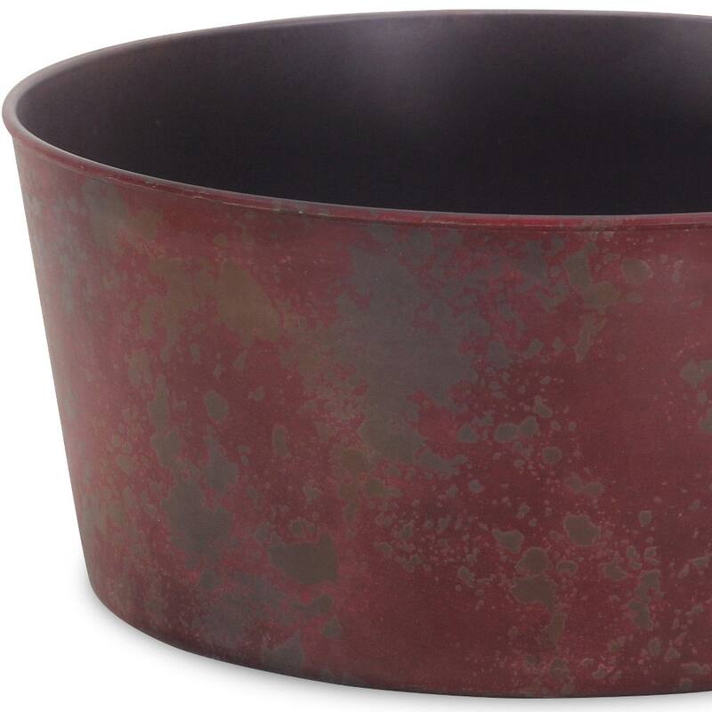 HomeRoots 12" Red Recycled Plastic Indoor Outdoor Round Pot Planter