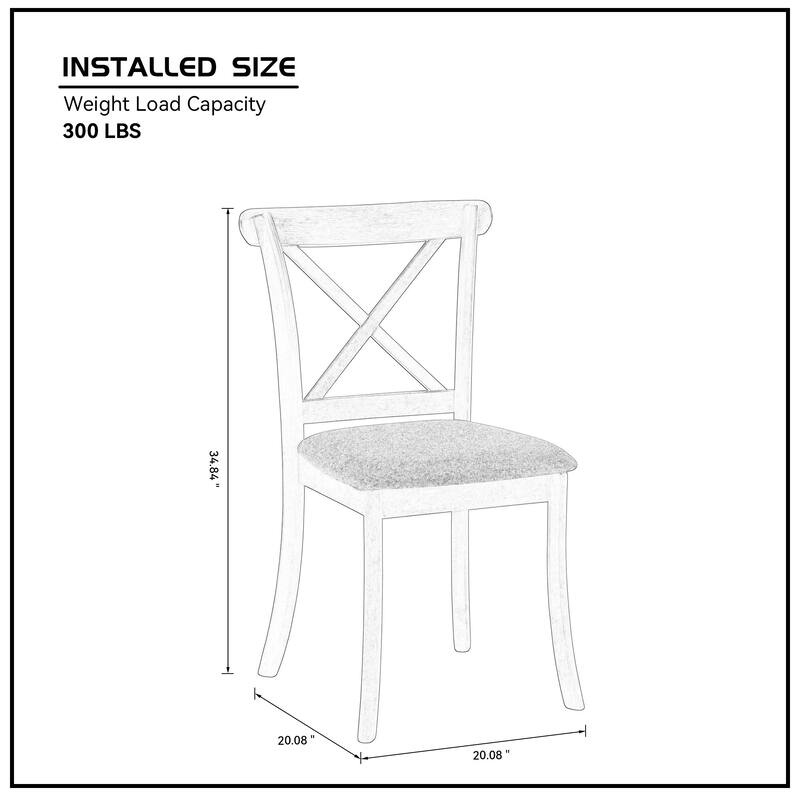 Dark Brown Vintage Dining Chair Kitchen Chair with Cross Backrest, Padded Chair Wood Side Chair Reception Chair Set of 2