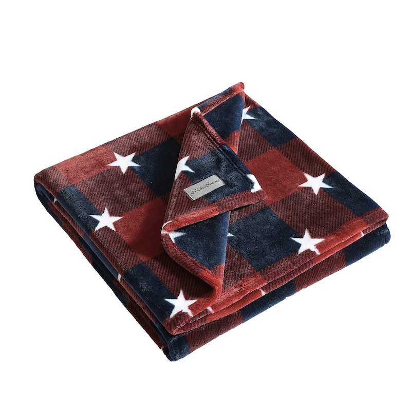 Eddie Bauer Americana Ultra Soft Plush Fleece Throw Blankets - Americana Plaid
