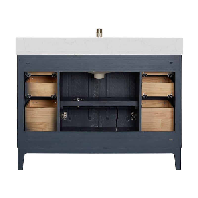 Gara Single Bath Vanity with Composite Stone Top without Mirror