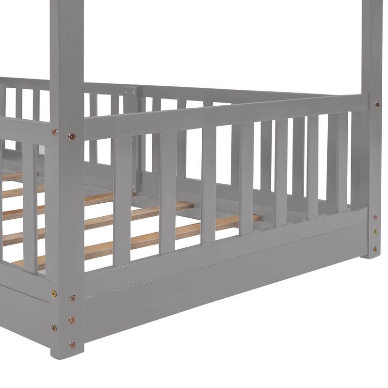 Twin Over Twin Bunk Bed with Slide and Convertible Ladder, Space-Saving Design