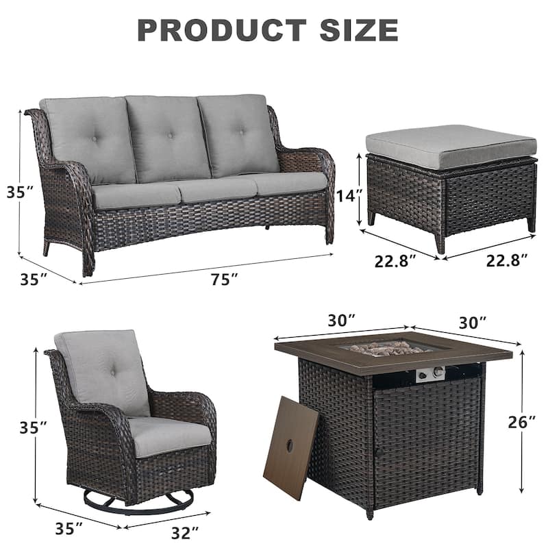 Pocassy Outdoor Sofa Swivel Rocking Chairs with 50,000 BTU