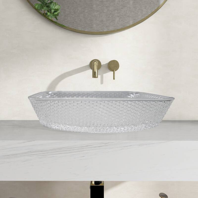 CastelloUSA Decorative 16" Crystal Rectangle Glass Sink
