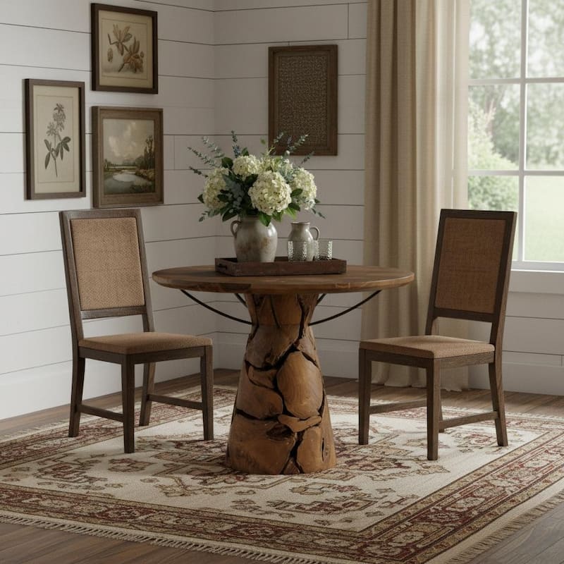 HomeRoots 39" Natural Reclaimed Wood Pedestal Base Round Top Dining Table - 39.40 in. x 30.70 in. x 39.40 in. - Natural - 39.40 in. x 30.70 in.  x 39.40 in.