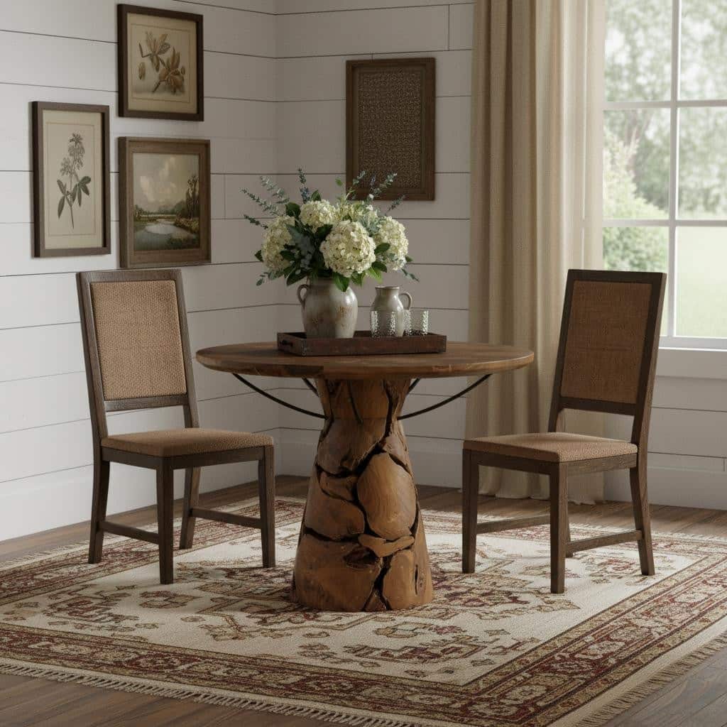 HomeRoots 39" Natural Reclaimed Wood Pedestal Base Round Top Dining Table - 39.40 in. x 30.70 in. x 39.40 in.