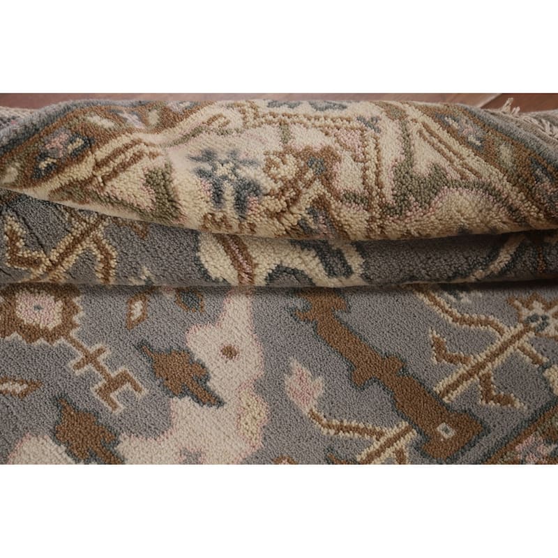 All-Over Gray Oushak Indian Area Rug Handmade Wool Carpet - 4'1"x 5'11"