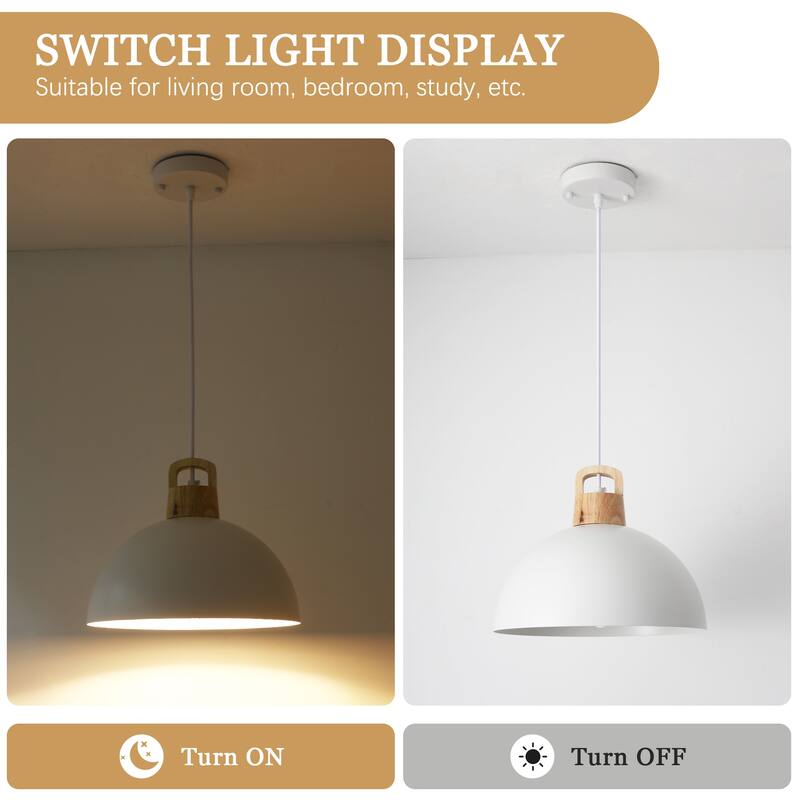 1-Light Rustic Hanging Pendant Light with Metal Shaded for Kitchen Island